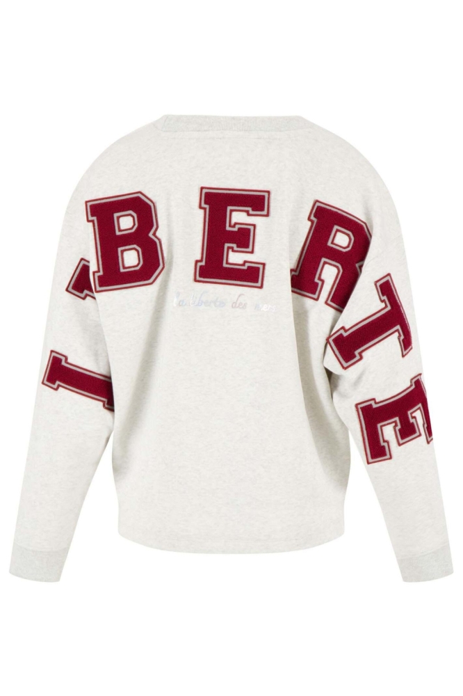 SWEATER MET TEKST 0304 205 MID GREY/CLASSY RED